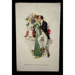 Vintage Postcard Courtship Days Romantic 1912 Flowers that Bloom in Spring